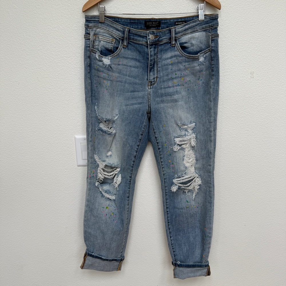 Judy Blue Boyfriend Fit Jeans Paint Splatter Size 15/32